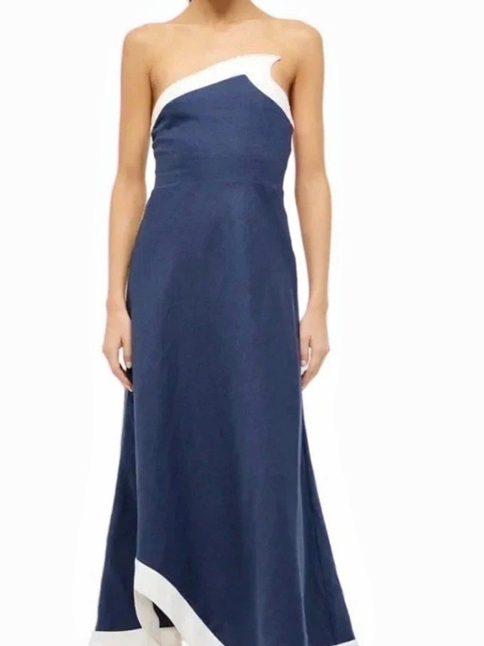 Staude Strapless Maxi Dress in Blue & White Size 4 | Worn once